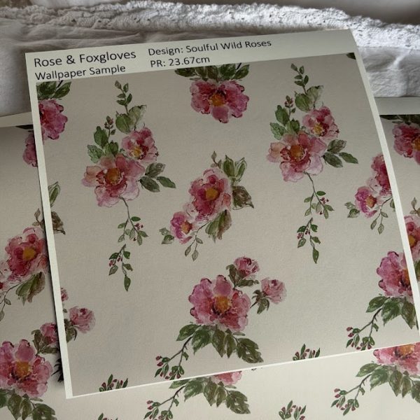 Soulful Wild Roses Wallpaper on Grey Ground