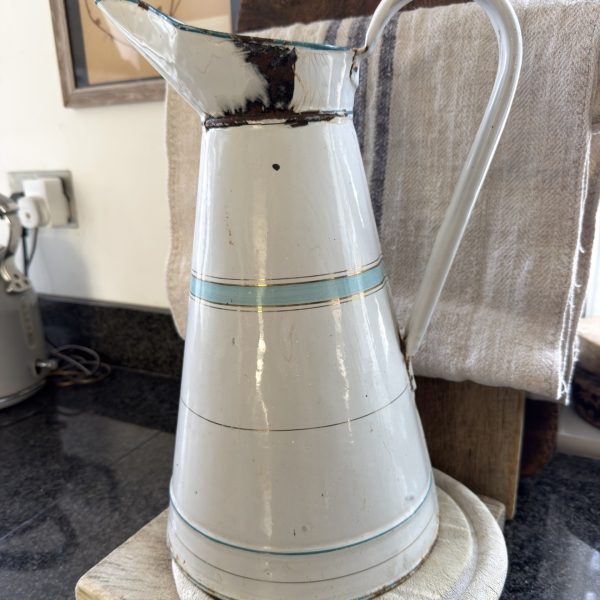Antique French Enamel Pitcher Jug